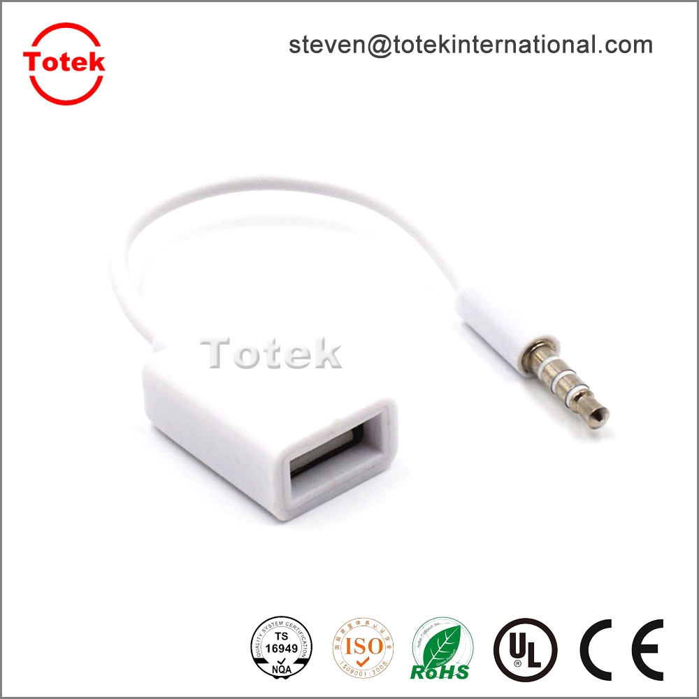 2015 High Quality 3.5mm male aux audio plug jack to usb 2.0 female usb cable