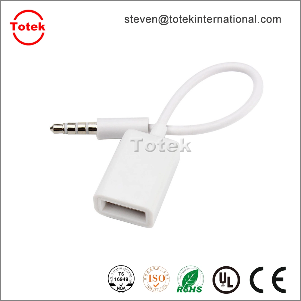 2015 High Quality 3.5mm male aux audio plug jack to usb 2.0 female usb cable