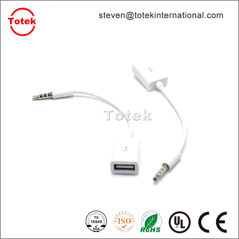 2015 High Quality 3.5mm male aux audio plug jack to usb 2.0 female usb cable