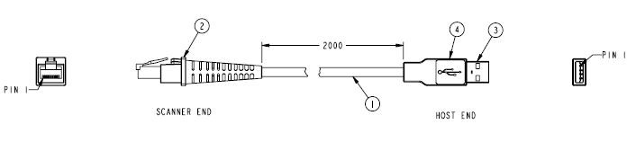 2m USB to rj50 10P10C cable assembly with molded connector