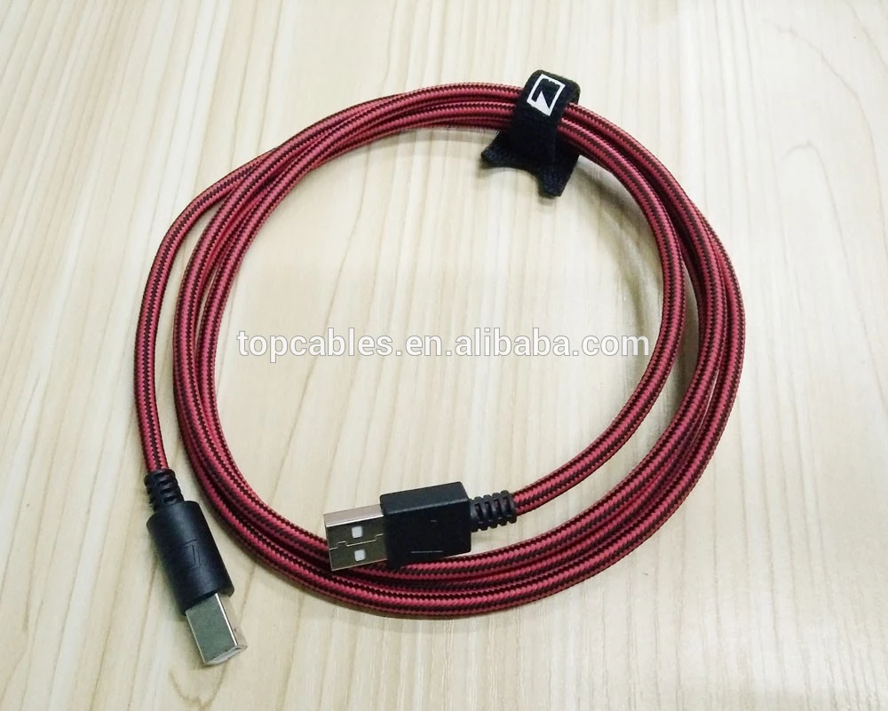 Custom USB cable with red and black cable cover for Europe and the United States market