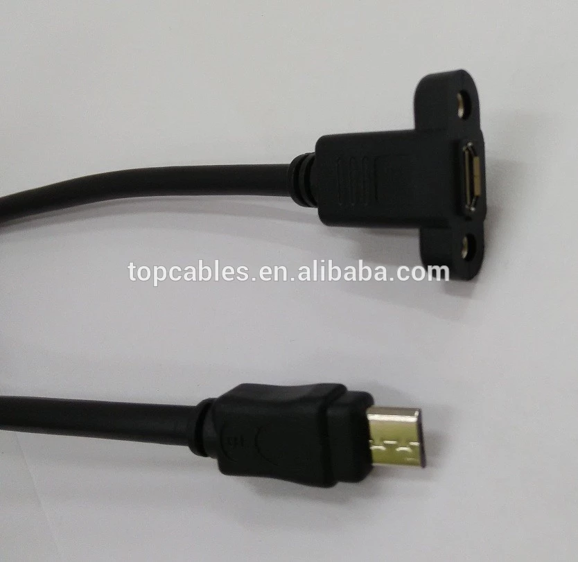 Micro USB 5P male to panel mount 5P female extension cable