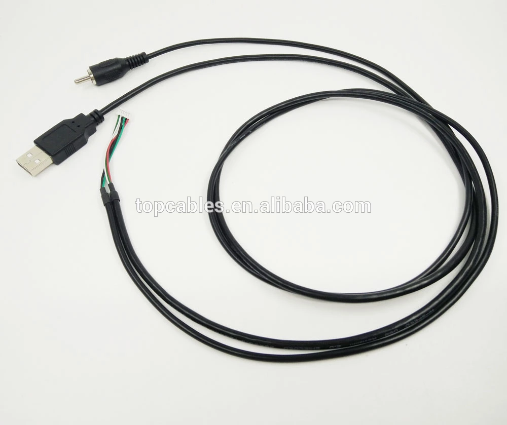 JST SH1.0-6P to USB A male and RCA Y splitter cable