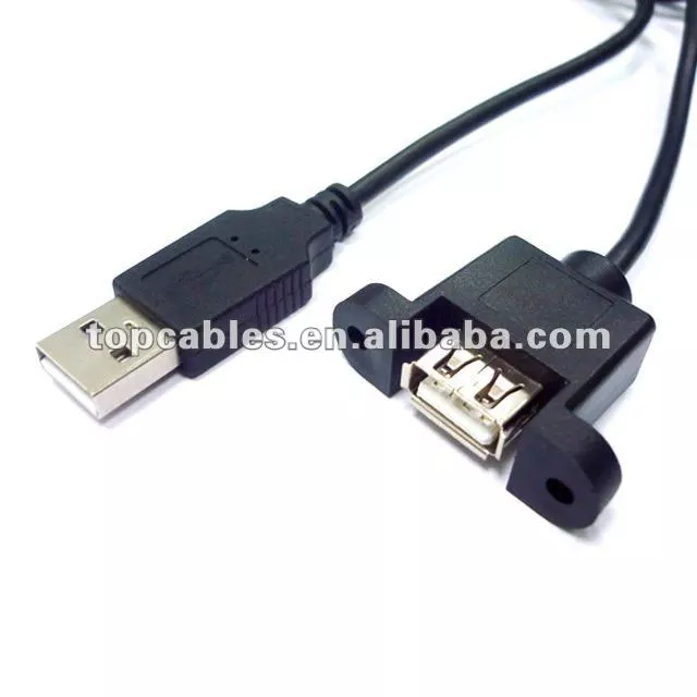 1m USB A Male to B Female panel mount + screw extension cable