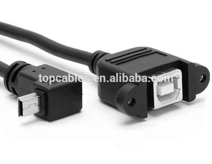 1m USB A Male to B Female panel mount + screw extension cable