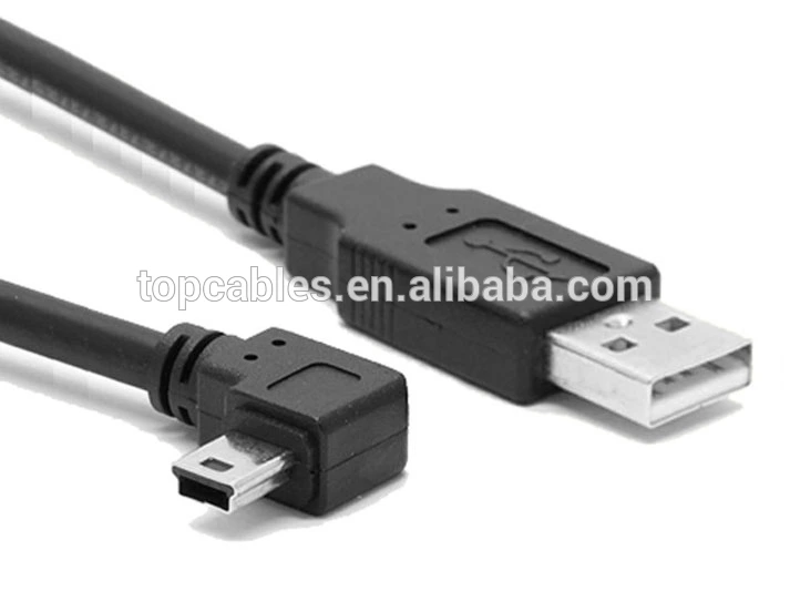 Down angled USB AM to down angled mini USB data cable