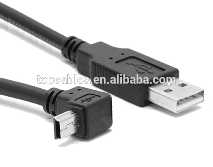 Down angled USB AM to down angled mini USB data cable