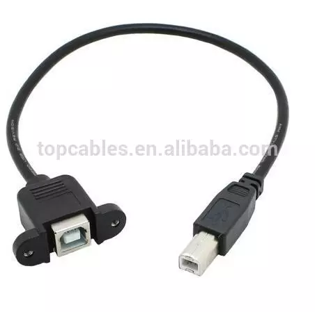 3FT USB 2.0 B Male to B Female panel mount + screw extension cable