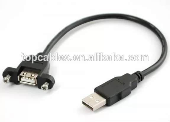 3FT USB 2.0 B Male to B Female panel mount + screw extension cable