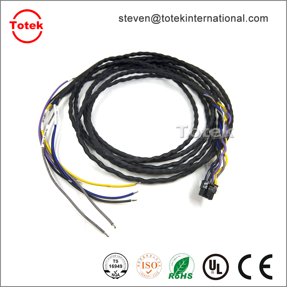 mx3.0 8p to open end Custom wire harness with heat-shrinkable T bush