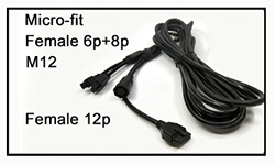 6Pins and 8Pins male overmolded micro-fit to 12Pins male micro-fit and M12 Cable assembly