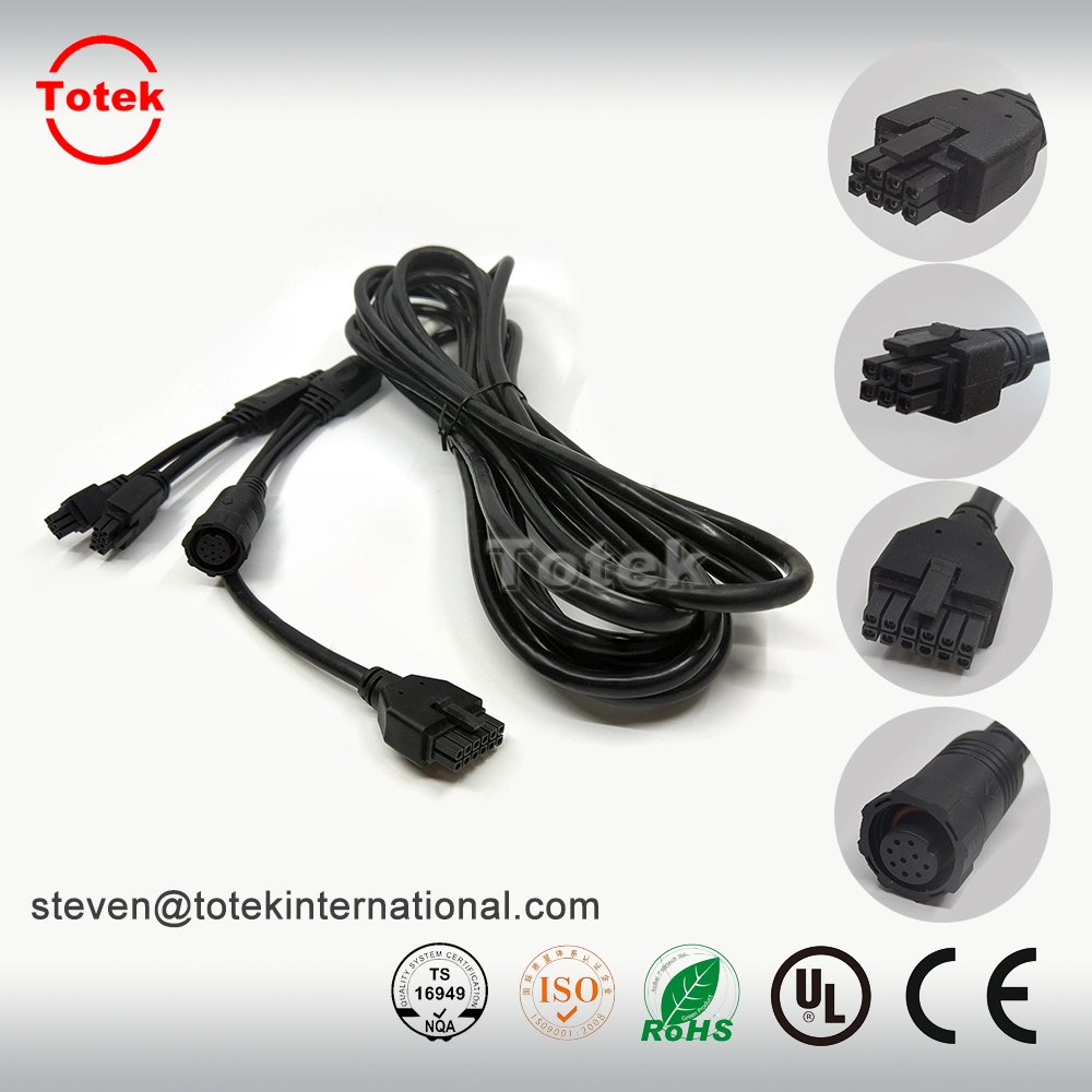 6Pins and 8Pins male overmolded micro-fit to 12Pins male micro-fit and M12 Cable assembly