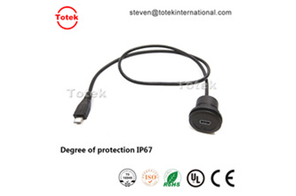 customized length micro USB Male To Female Waterproof automotive Dashboard Panel Mount Extension cable