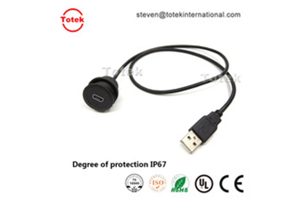 customized length USB A Male To micro USB Female Waterproof automotive Panel Flush Mount cable