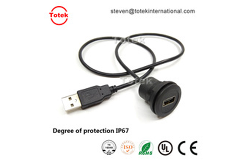 customized length automotive car Flush Mount Dashboard Panel mount USB Cable