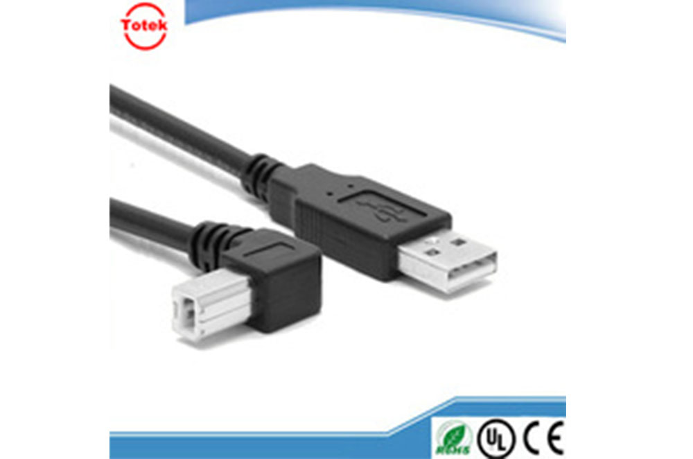 USB A male to type B male USB cable 90 degree right angle usb