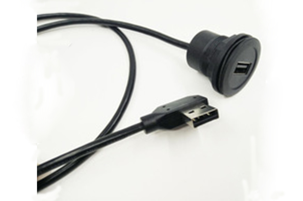 USB A male to panel mount A female extension cable