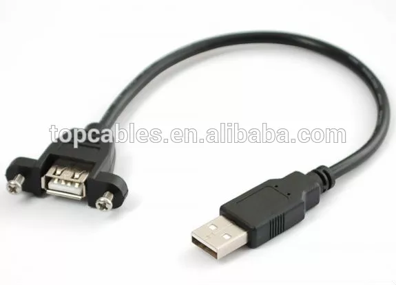 1m USB 2.0 A Male to A Female panel mount + screw extension cable