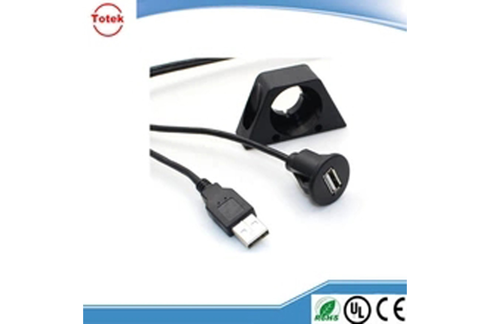 Car dashboard USB flush mounted female USB to male USB cable