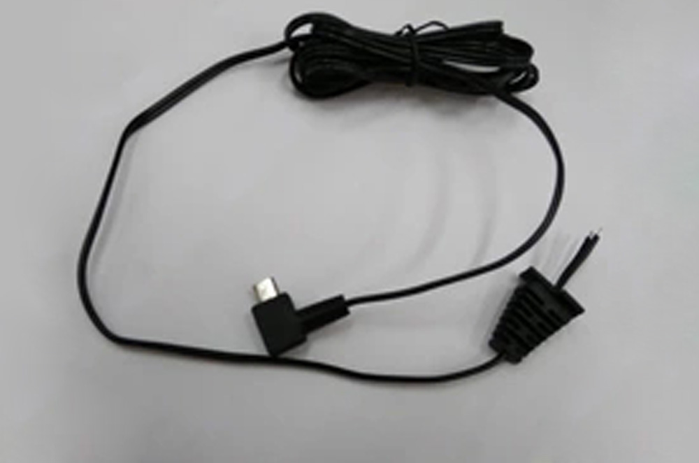 Pigtail micro USB left angled cable with molded strain relief