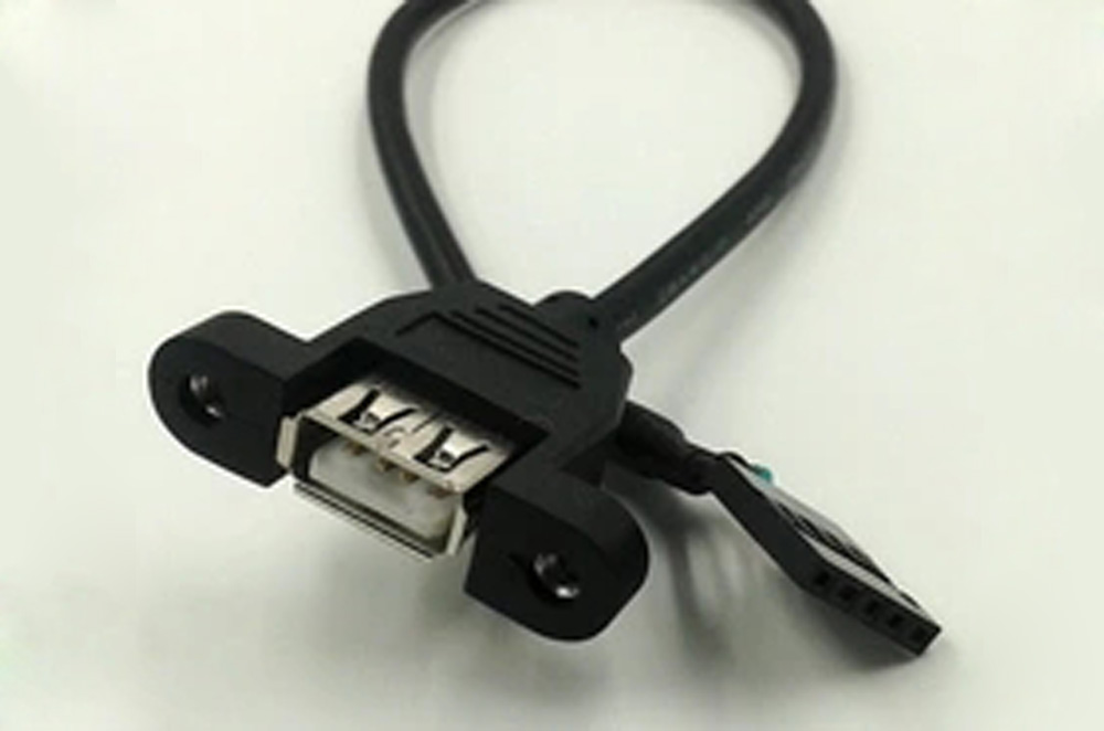Female USB 2.0 panel mount to motherboard cable