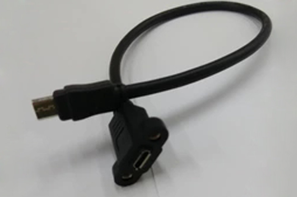 Micro USB 5P male to panel mount 5P female extension cable