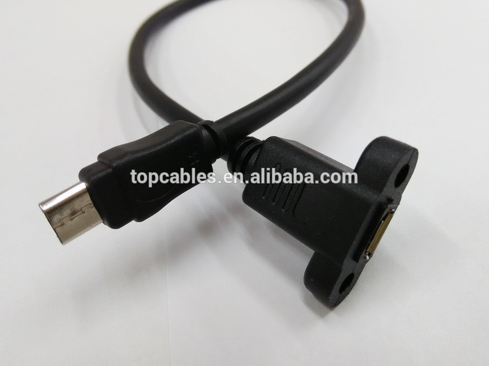 Micro USB 5P male to panel mount 5P female extension cable