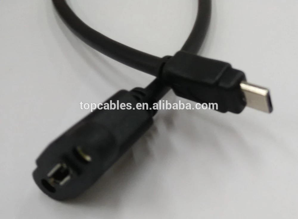Micro USB 5P male to panel mount 5P female extension cable