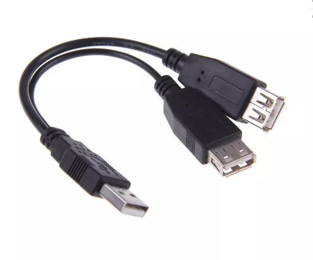 Dual USB cable, usb y cable splitter 1 female 2 male