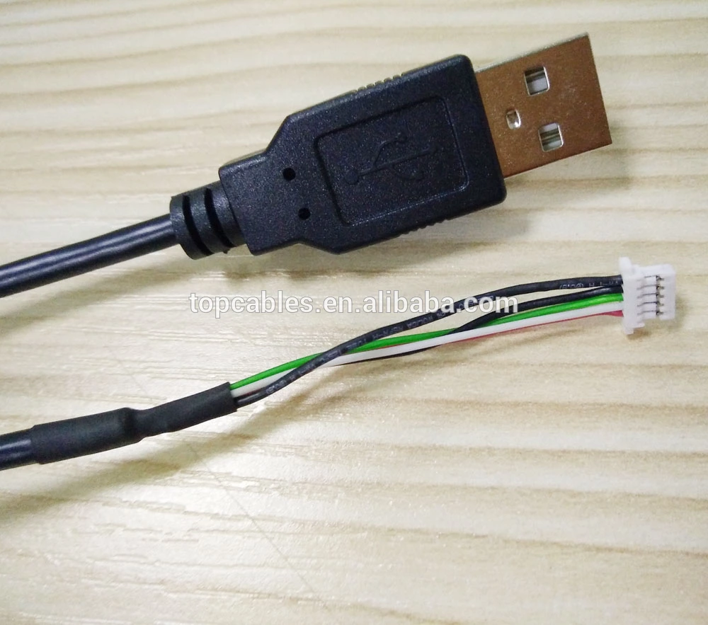 USB A male to SHR-05V-S-B 5P connector wire harness