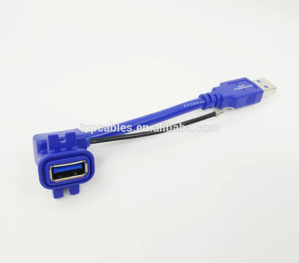 OEM blue USB 3.0 AM to AF Y splitter cable assembly