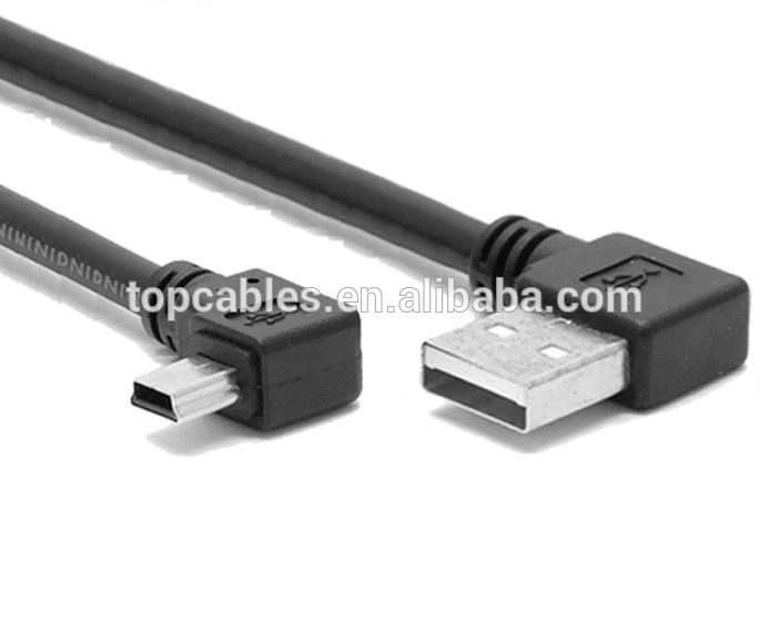 Down angled USB AM to down angled mini USB data cable