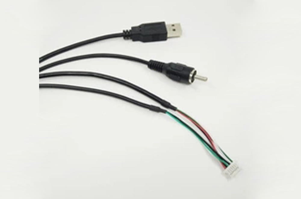 3FT JST pitch 1.0mm 6Pin housing to USB A male and RCA cable assembly