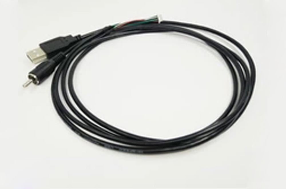 JST SH1.0-6P to USB A male and RCA cable assembly