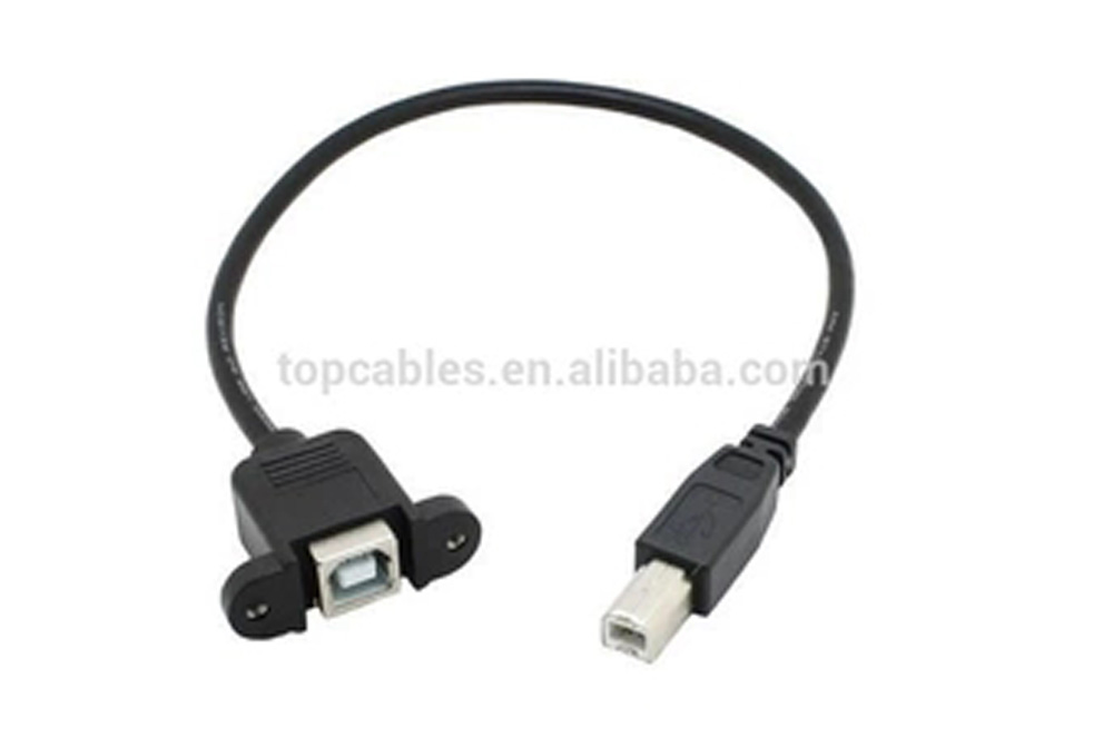 3FT USB 2.0 B Male to B Female panel mount + screw extension cable