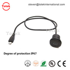 customized length micro USB Male To Female Waterproof automotive Dashboard Panel Mount Extension cable