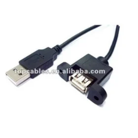 1m USB 2.0 A Male to A Female panel mount + screw extension cable