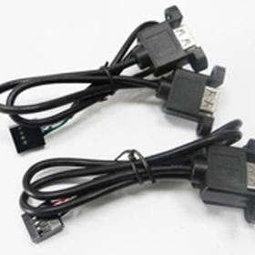 USB dual female front panel mount connector with cable wire