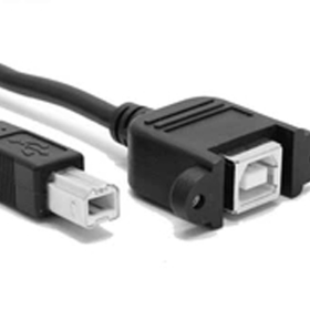 USB type B panel mount data and charge extension cable