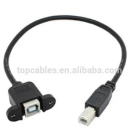 3FT USB 2.0 B Male to B Female panel mount + screw extension cable